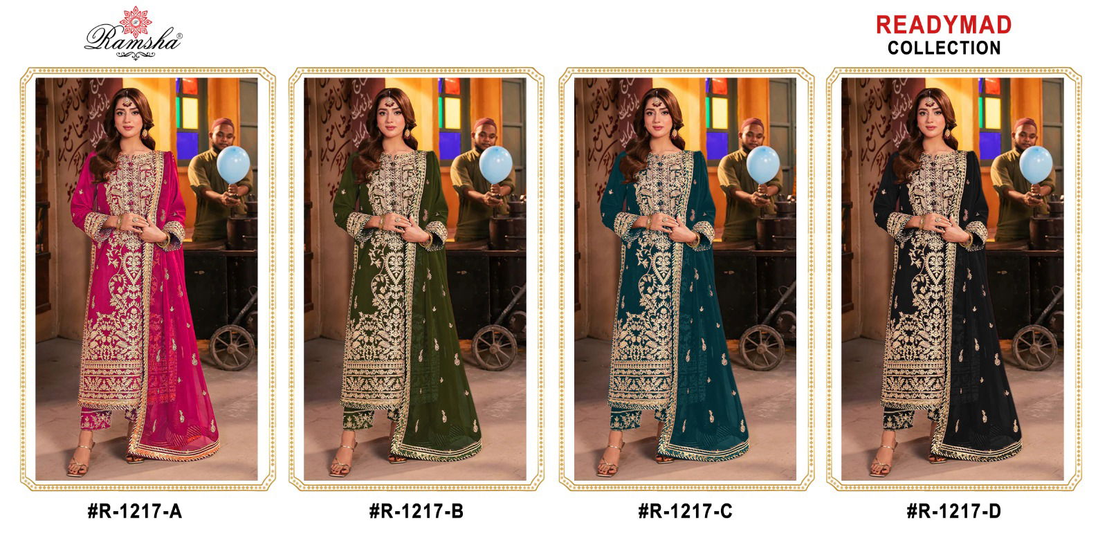 Ramsha R 1217 Nx Georgette Embroidery Readymade Pakistani Suit Wholesale Shop In Surat